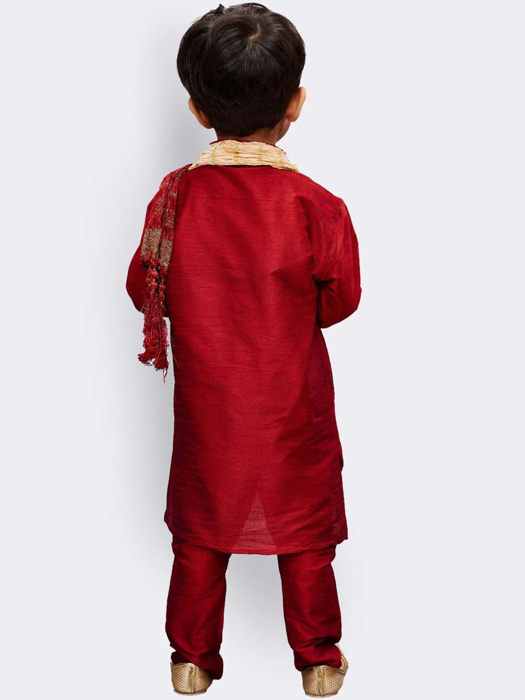 Vastramay Boys Maroon Regular Kurti with Pyjamas & With Dupatta