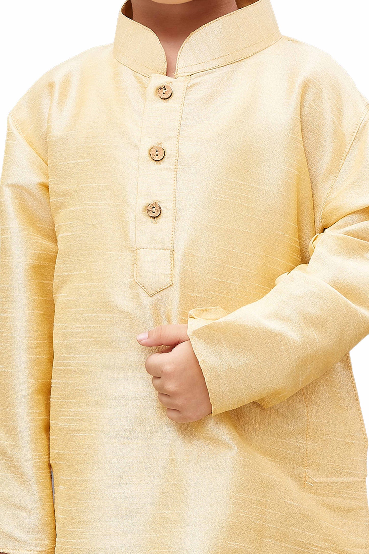 Vastramay Boys Gold Regular Kurta with Pyjamas & With Dupatta