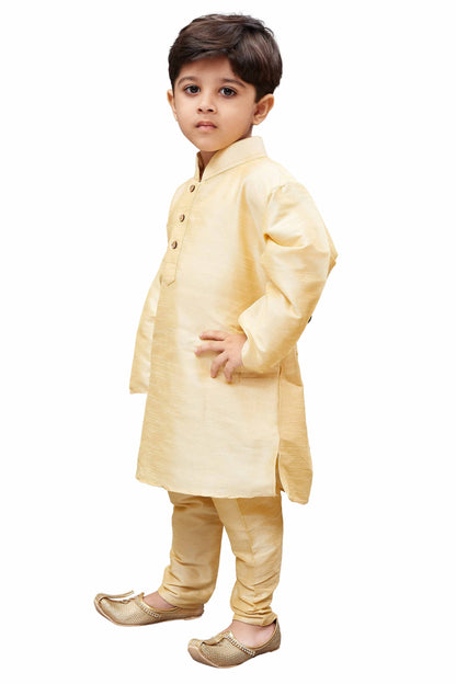 Vastramay Boys Gold Regular Kurta with Pyjamas & With Dupatta