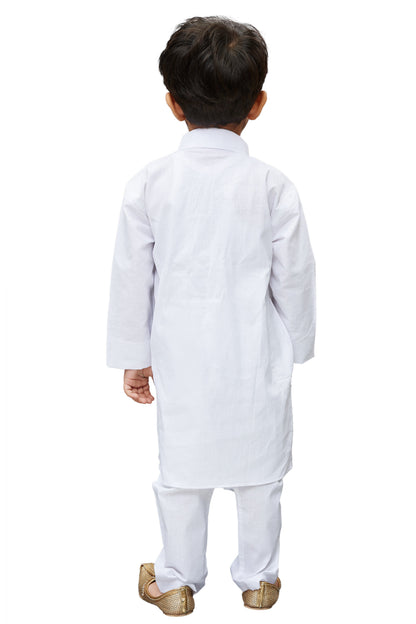 Vastramay Boys White Solid Regular Kurta with Pyjamas