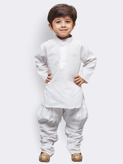 Vastramay Boys' White Linen Kurta and Pyjama Set