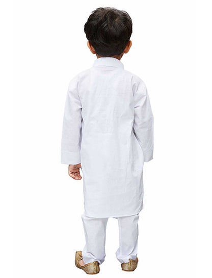 Vastramay Boys' White Cotton Kurta and Pyjama Set