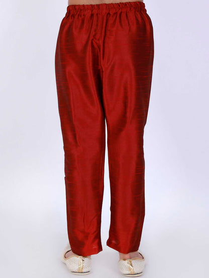 Vastramay Boy's Maroon Solid Ethnic Pyjamas