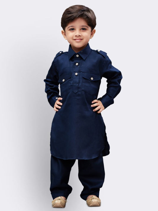 Vastramay Boys' Blue Cotton Pathani