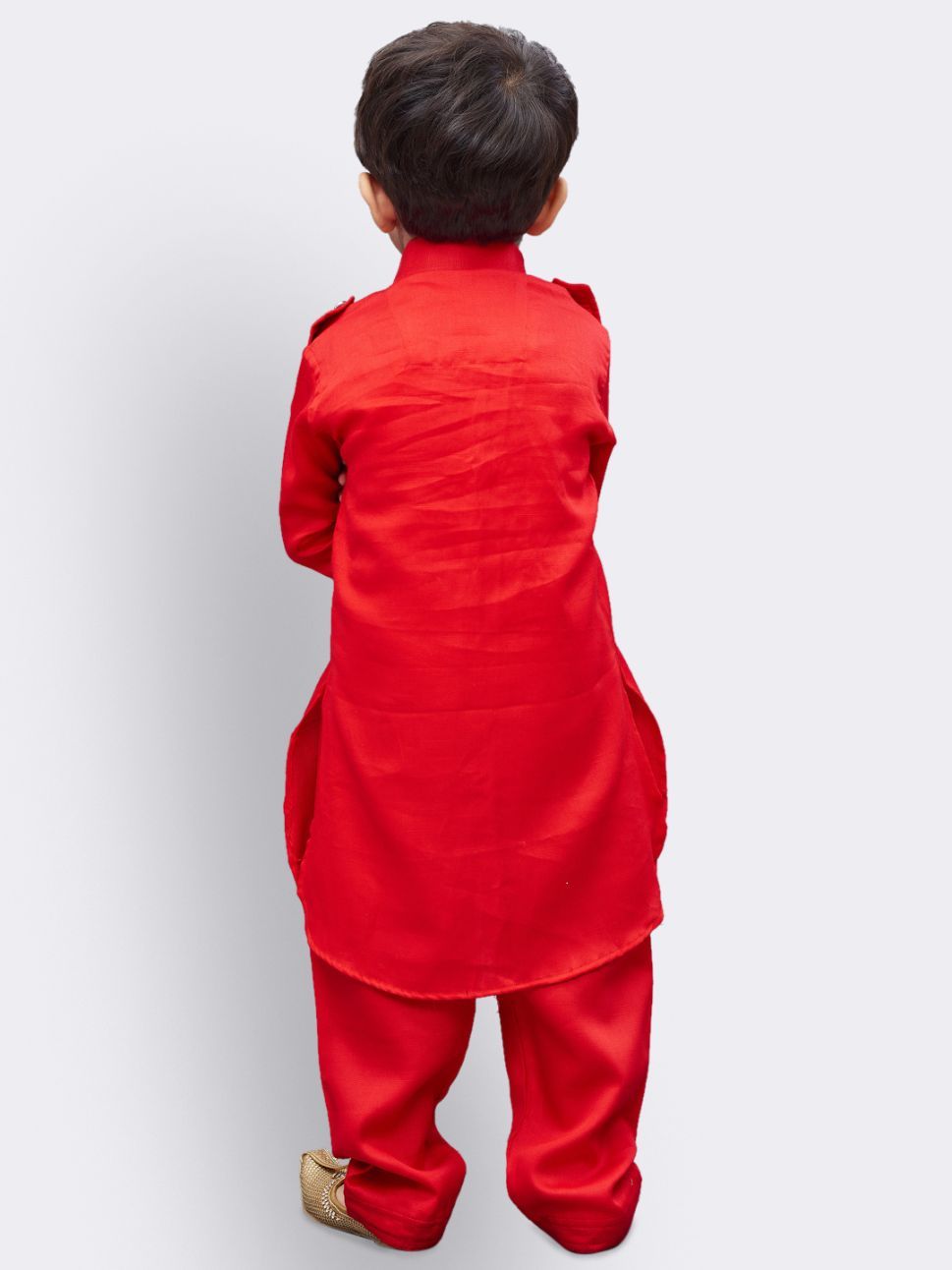 Vastramay  Boys' Red Cotton Pathani