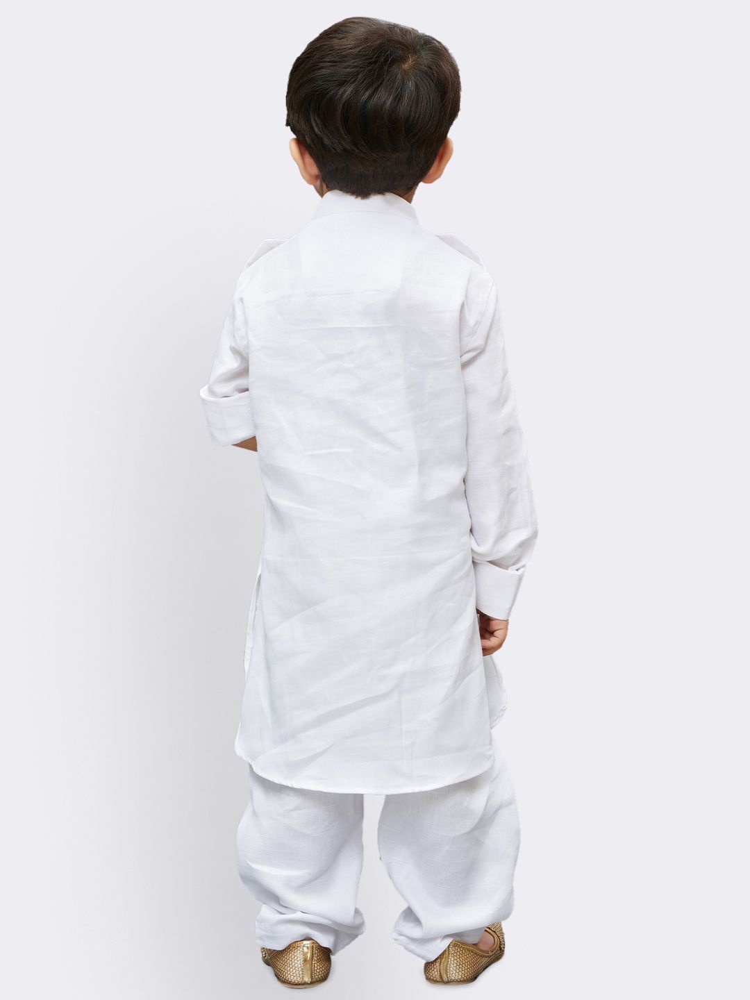 Vastramay  Boys' White Cotton Pathani