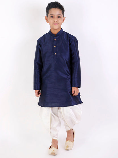 Vastramay Boys' White Silk Blend Dhoti