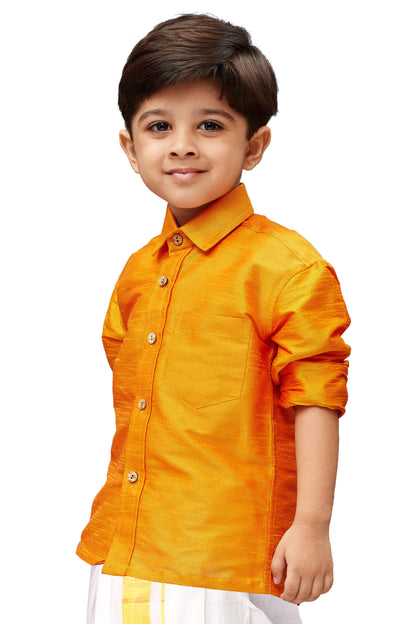 Vastramay Silk Blend Orange Baap Beta Shirt