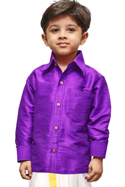 Vastramay Silk Blend Purple Baap Beta Shirt