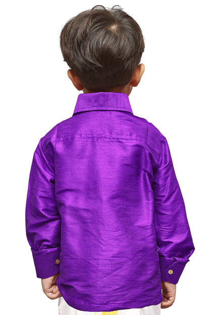 Vastramay Silk Blend Purple Baap Beta Shirt