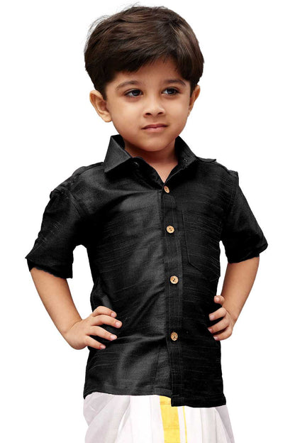 Vastramay Boys Black Opaque Ethnic Shirt