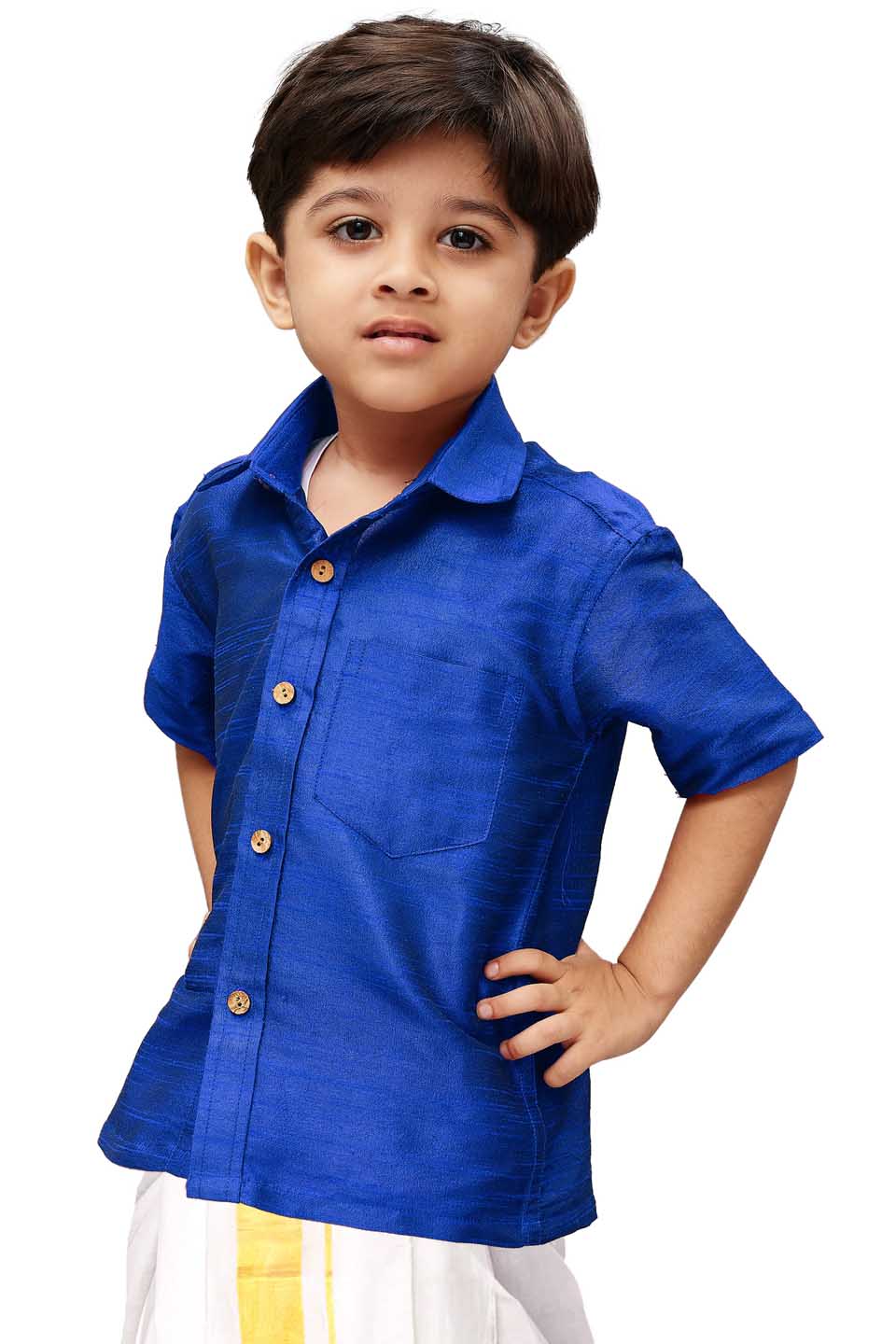 Vastramay Boys  Royal Blue Opaque Ethnic Shirt