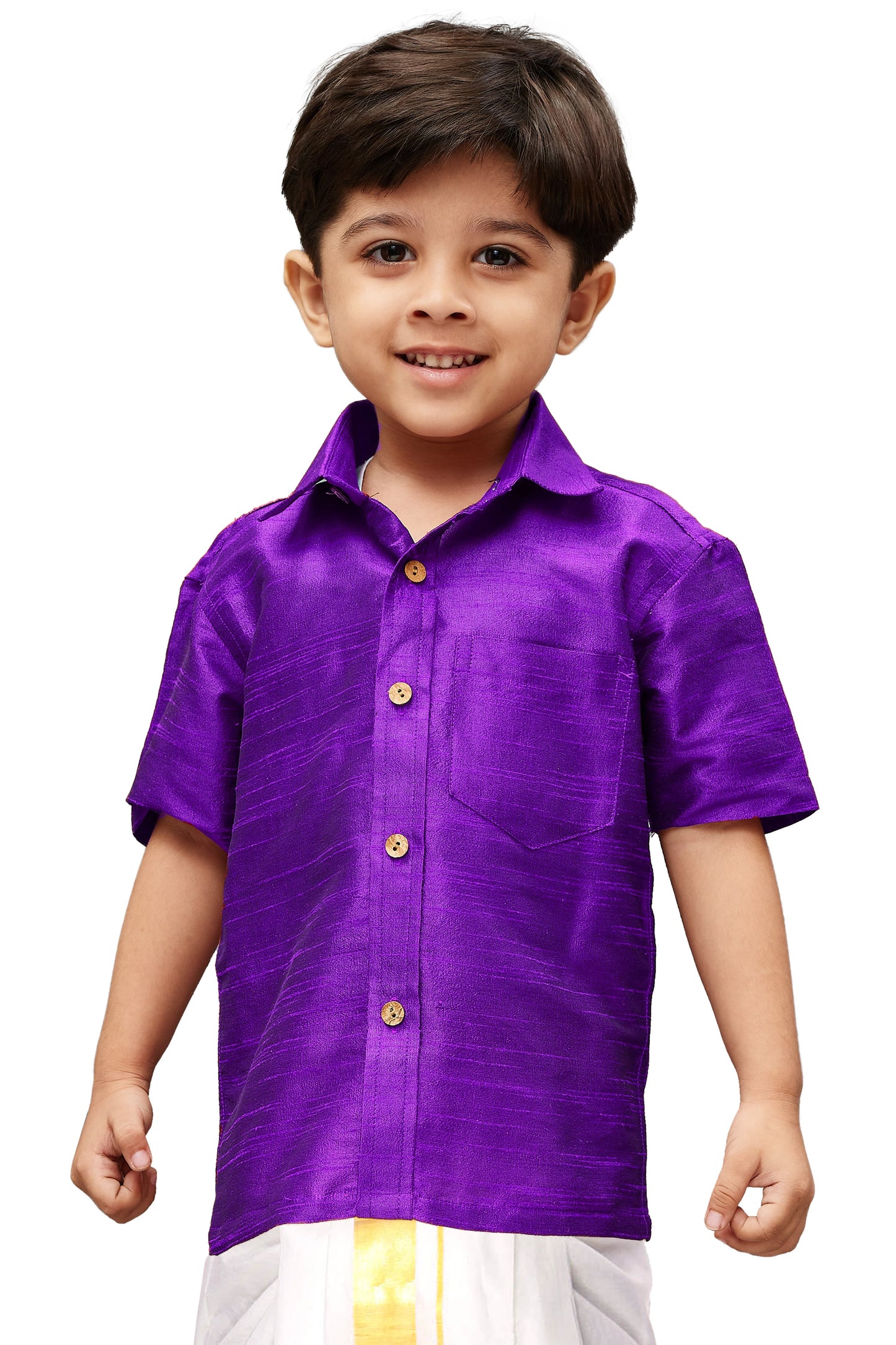 Vastramay Purple Silk Blend Baap Beta Shirt set