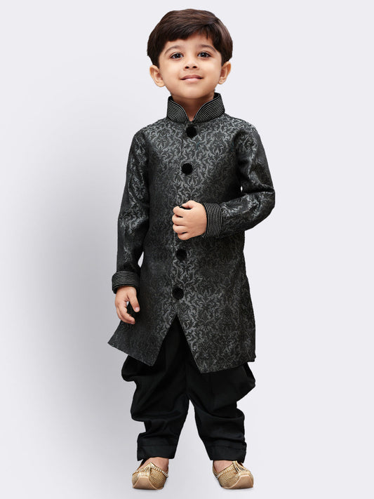 Vastramay Boys' Grey Silk Blend Sherwani