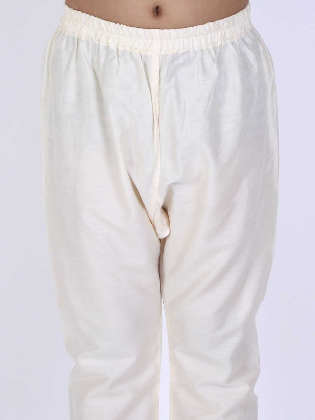 Vastramay Boys Cream Solid Relax-Fit Pyjama