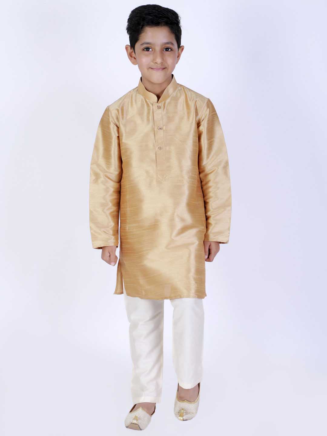 Vastramay Boys Cream Solid Relax-Fit Pyjama