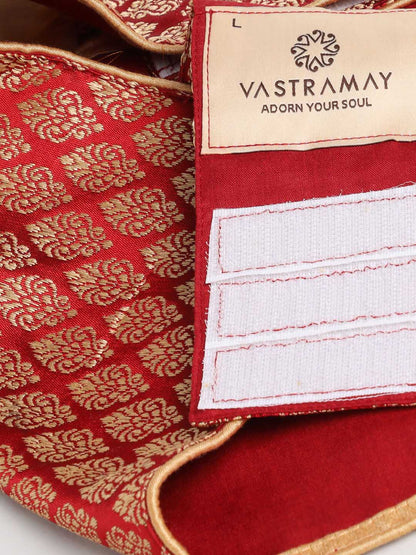 VASTRAMAY Dogs' Maroon Woven Silk Blend Lehenga Choli Set