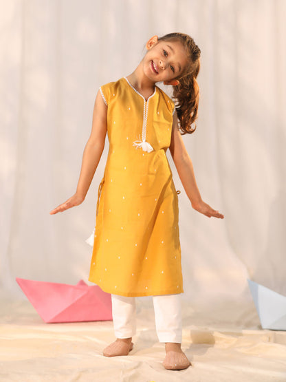 VASTRAMAY Mustard Cotton Summer Cool Siblings Matching Set