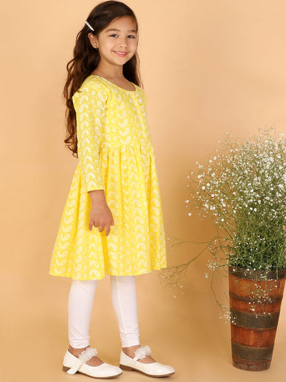 Vastramay Mustard Pure Cotton Chikankari Siblings Set