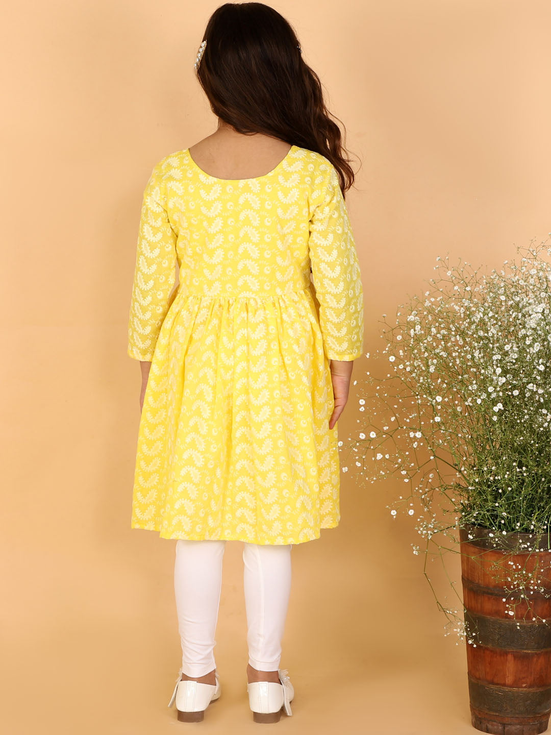 Vastramay Mustard Pure Cotton Chikankari Siblings Set