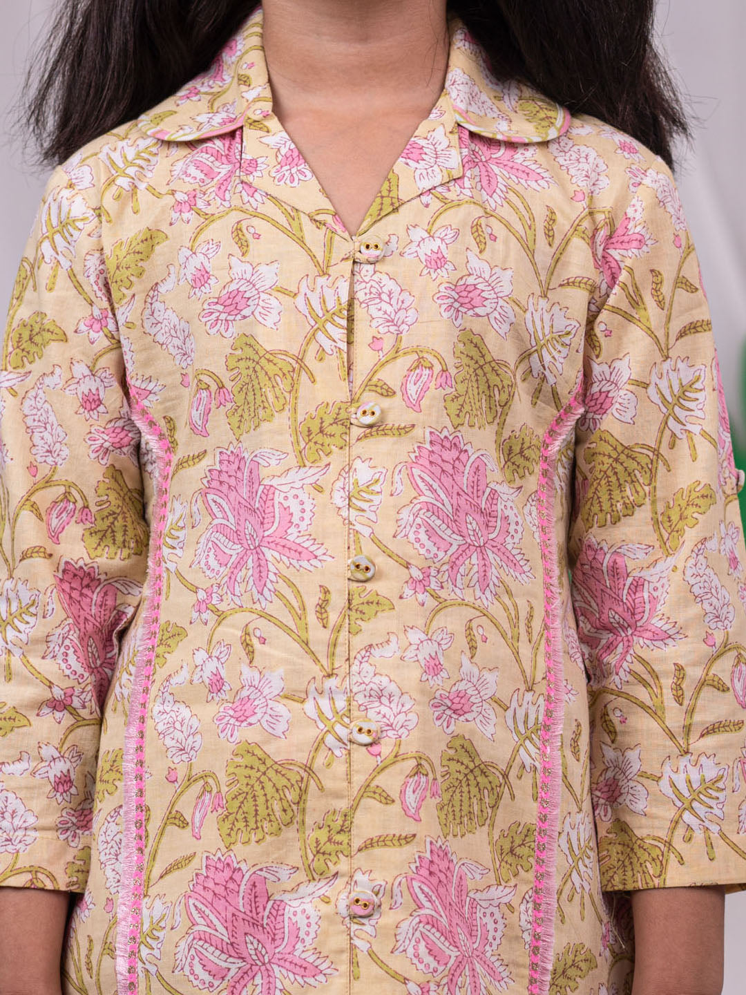 VASTRAMAY Girls' Yellow Printed Kurta Patiala Set