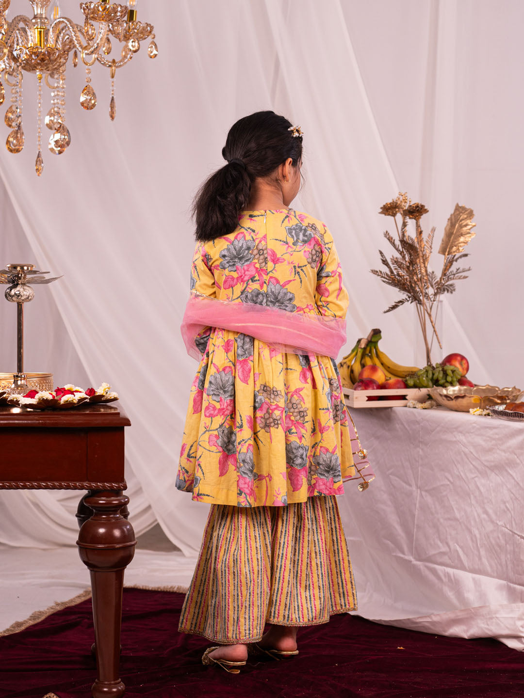 Vastramay Girl's Yellow Kurta And Sharara Set