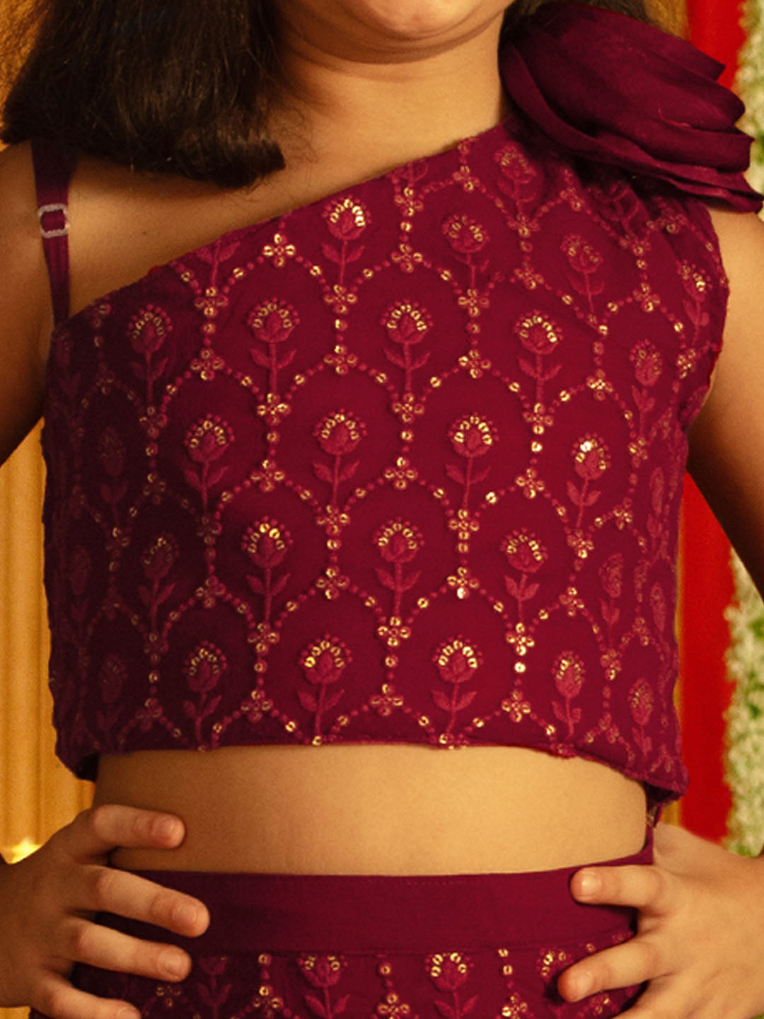 VASTRAMAY Wine Lehenga And Sherwani Festive Siblings Matching Set