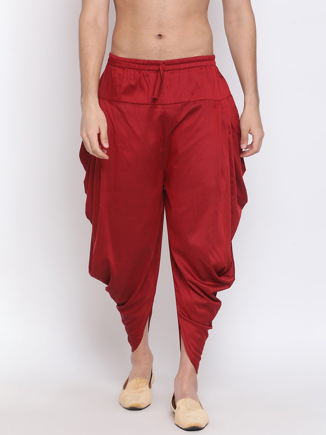 Vastramay  Men's Maroon Solid Dhoti Pant