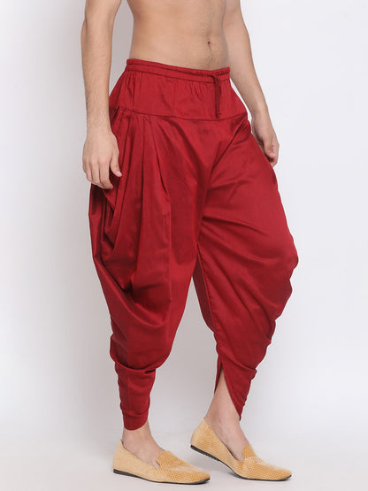 Vastramay  Men's Maroon Solid Dhoti Pant