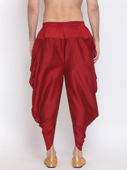 Vastramay  Men's Maroon Solid Dhoti Pant