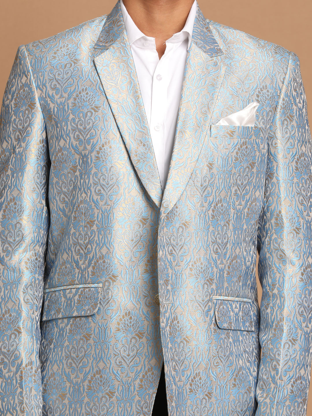 Vastramay Men's Gray Woven Blazer