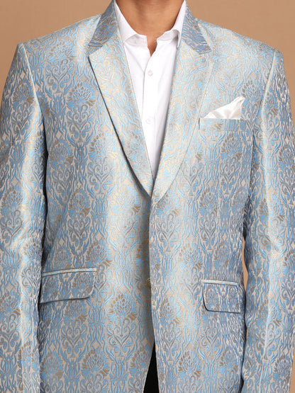 Vastramay Men's Gray Woven Blazer