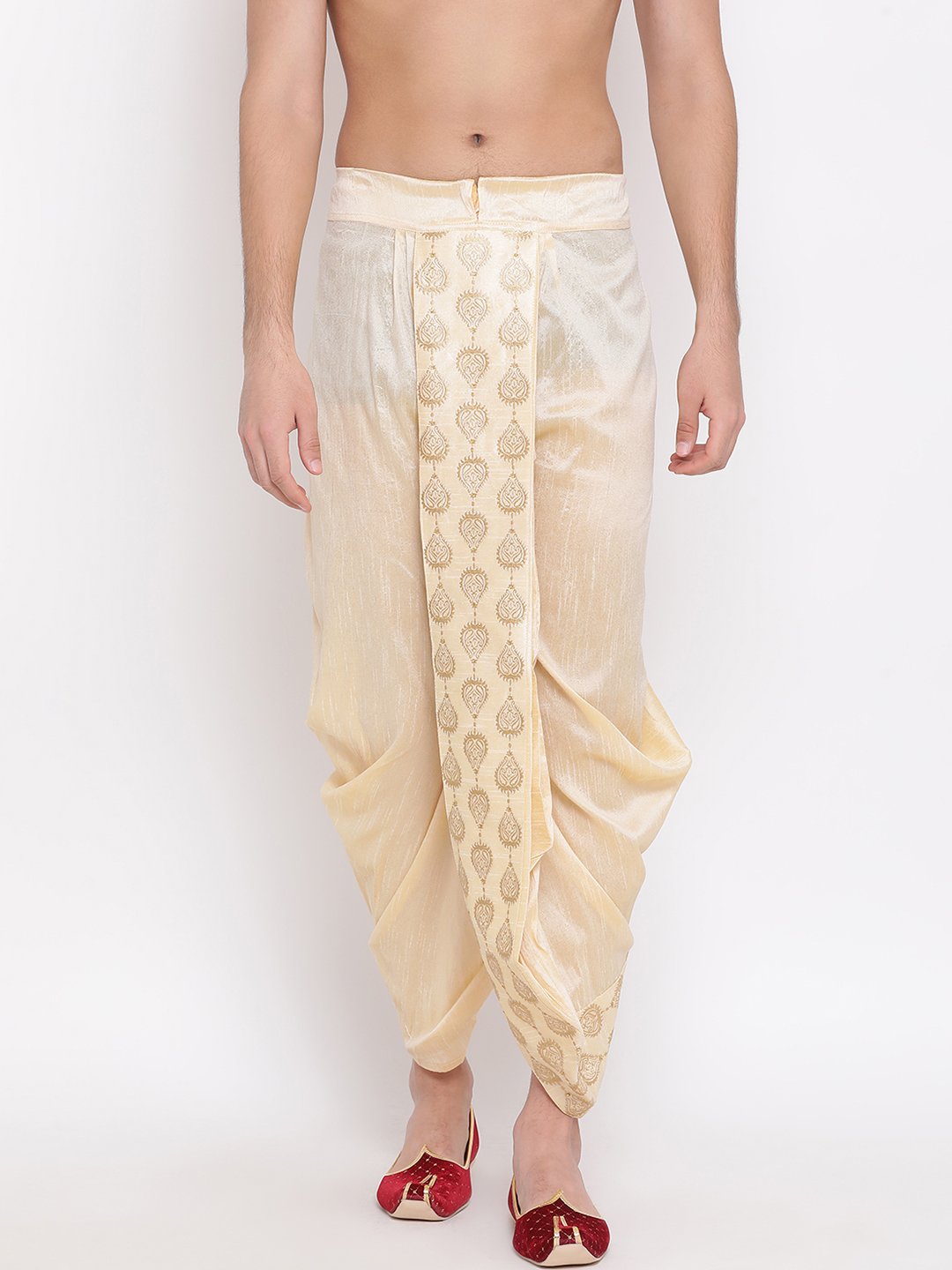 Vastramay Men's Gold Embroidered Dhoti Pant