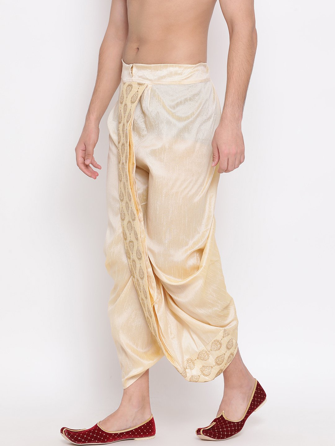 Vastramay Men's Gold Embroidered Dhoti Pant