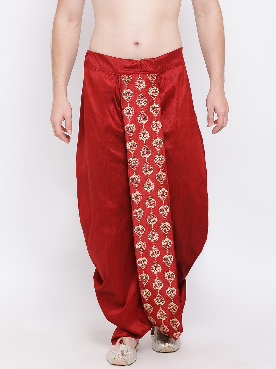 Vastramay Men's Maroon Embroidered Dhoti Pant