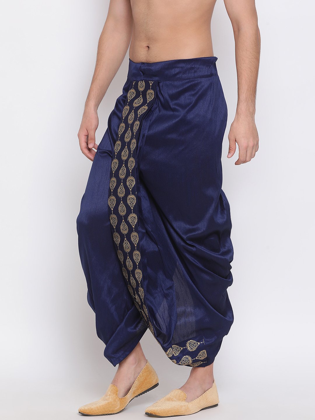 Vastramay Men's Navy Blue Embroidered Dhoti Pant