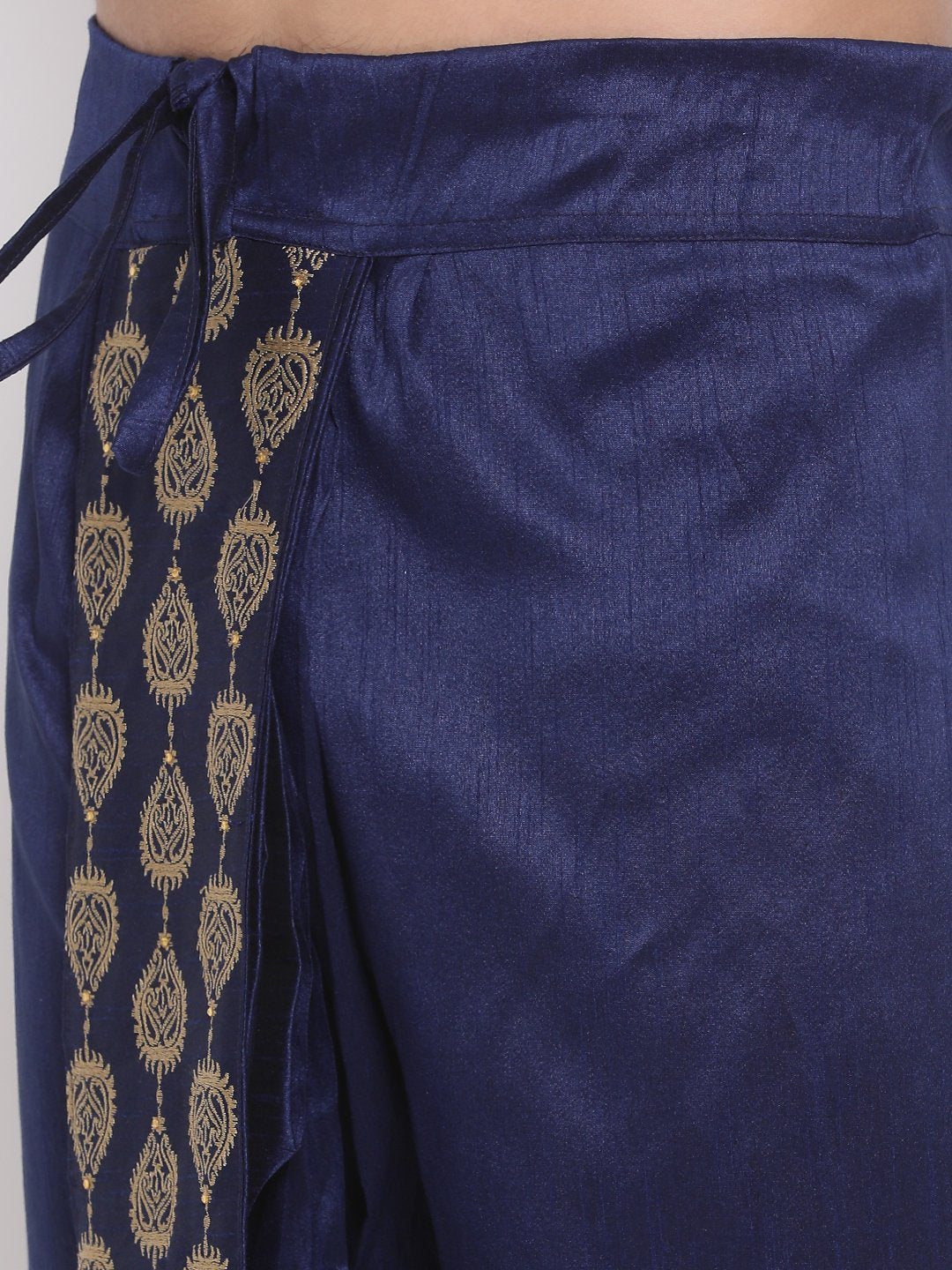 Vastramay Men's Navy Blue Embroidered Dhoti Pant