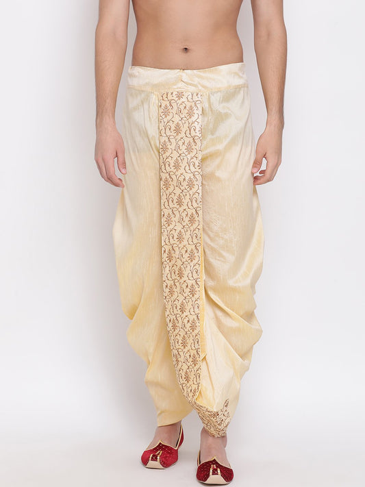 Vastramay Men's Gold Embroidered Dhoti Pant