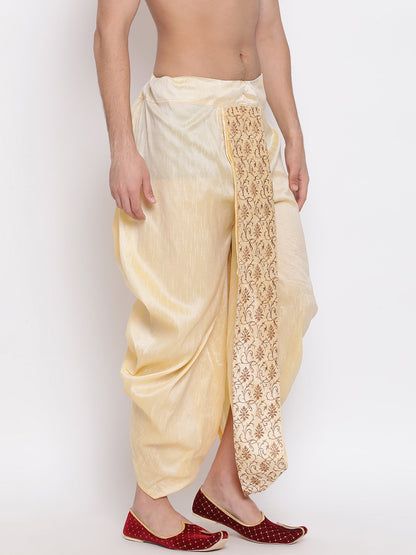 Vastramay Men's Gold Embroidered Dhoti Pant