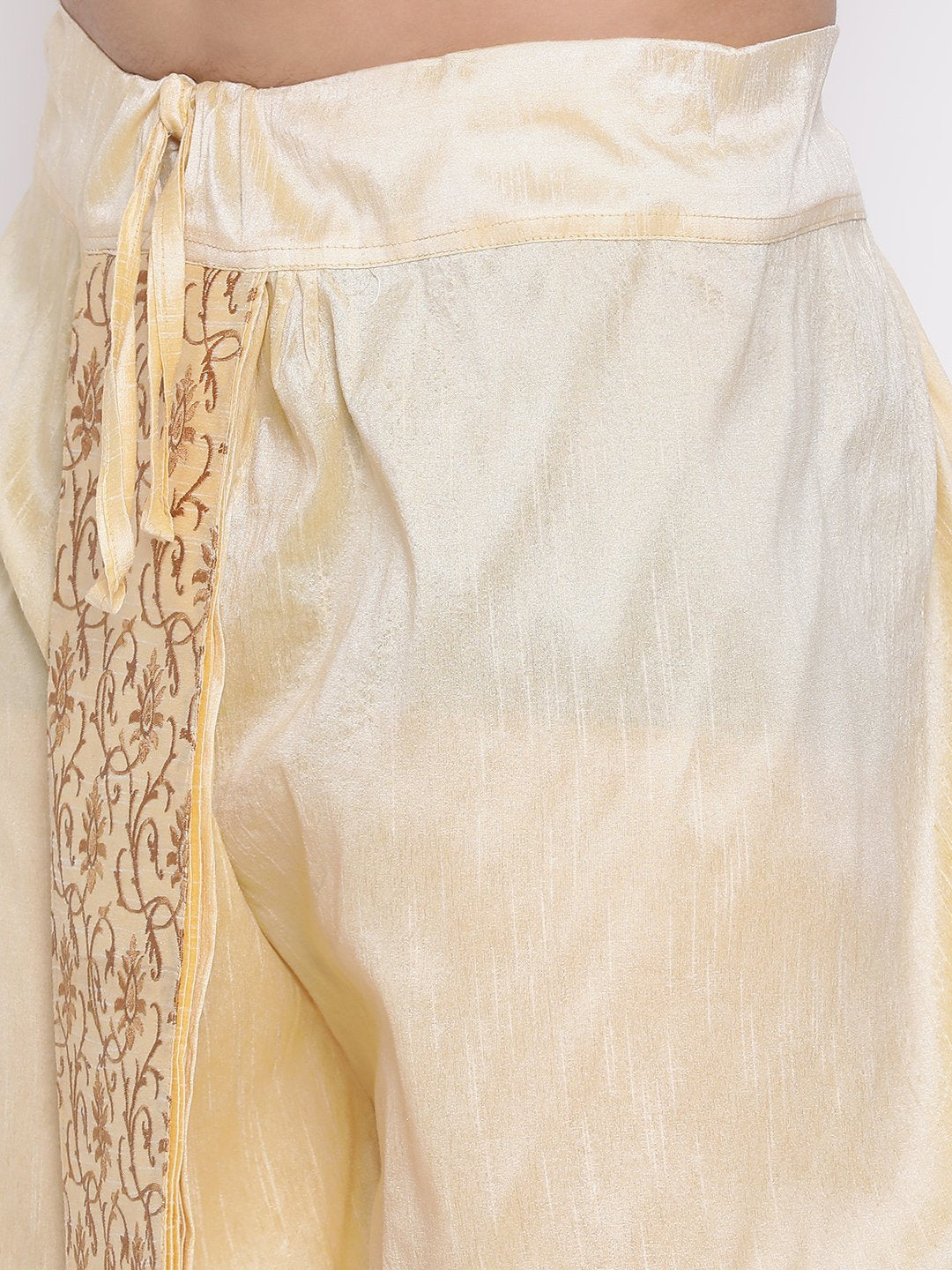 Vastramay Men's Gold Embroidered Dhoti Pant