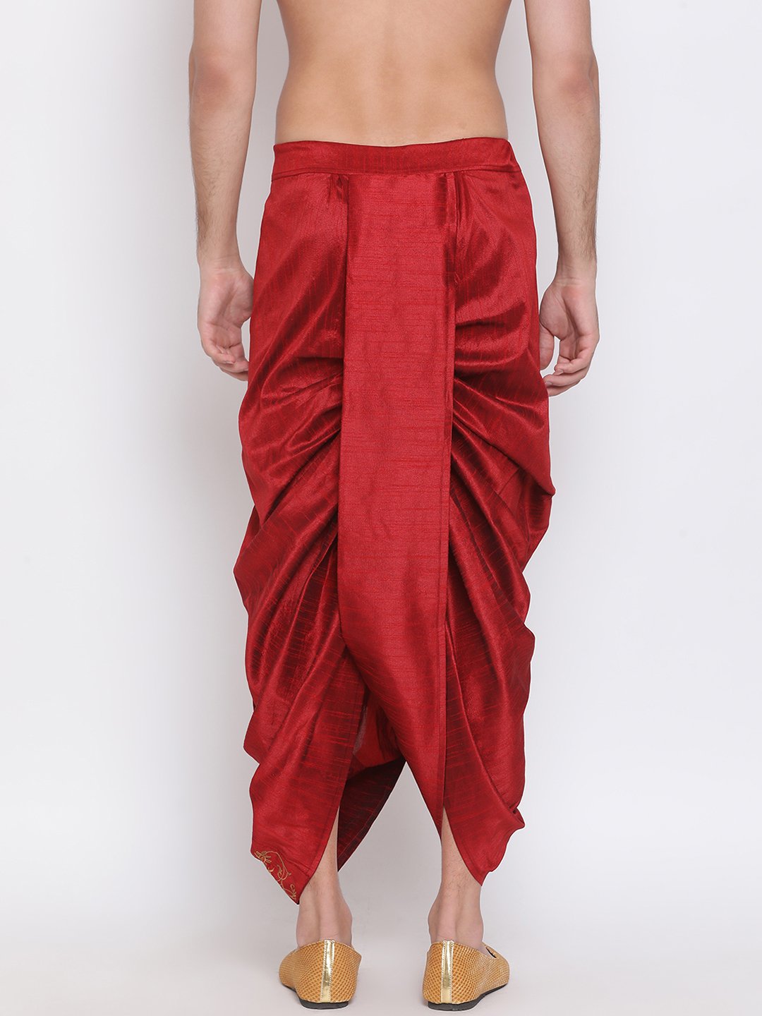 Vastramay Men's Maroon Embroidered Dhoti Pant