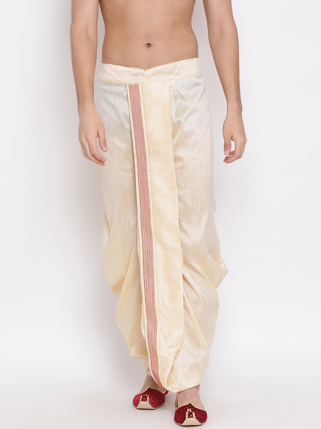 Vastramay Men's Gold Embroidered Dhoti Pant