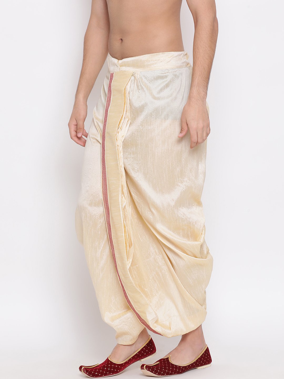 Vastramay Men's Gold Embroidered Dhoti Pant