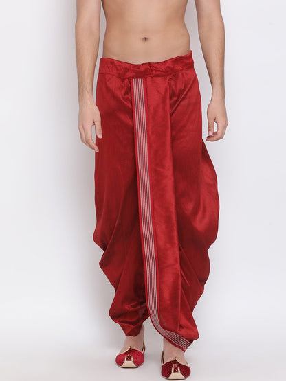 Vastramay Men's Maroon Embroidered Dhoti Pant