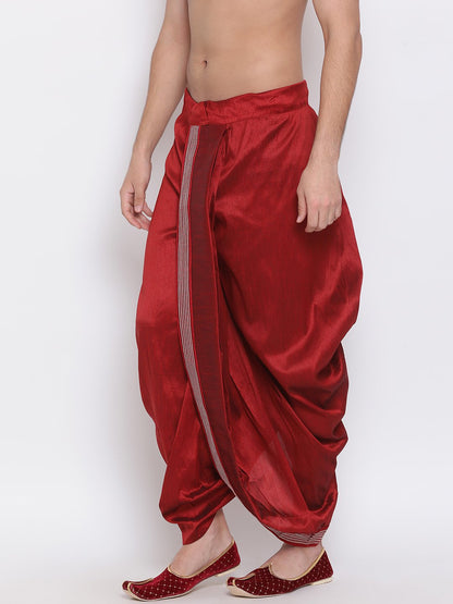 Vastramay Men's Maroon Embroidered Dhoti Pant