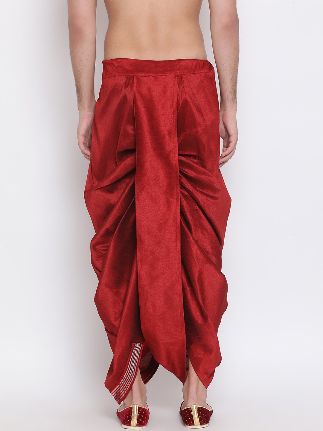 Vastramay Men's Maroon Embroidered Dhoti Pant