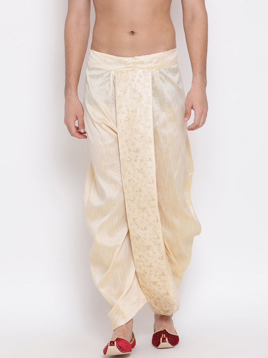 Vastramay Men's Gold Embroidered Dhoti Pant