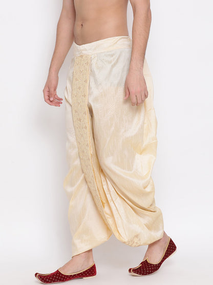 Vastramay Men's Gold Embroidered Dhoti Pant