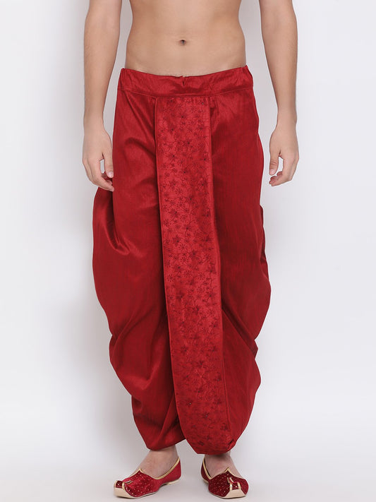 Vastramay Men's Maroon Embroidered Dhoti Pant