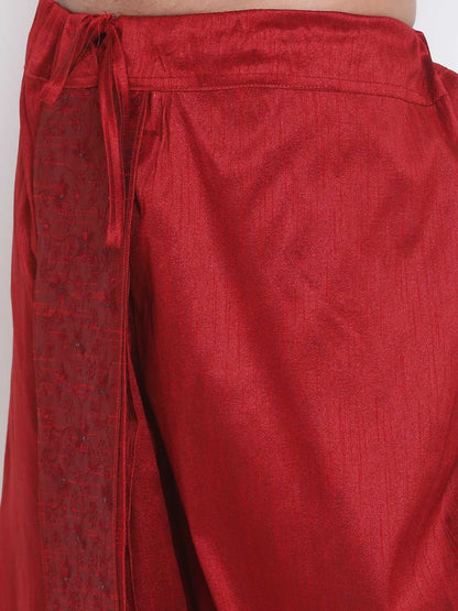 Vastramay Men's Maroon Embroidered Dhoti Pant